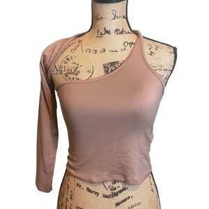 Fashion Nova Womens Cut Out‎ Clubwear Going Out One Shoulder Top Tan Medium